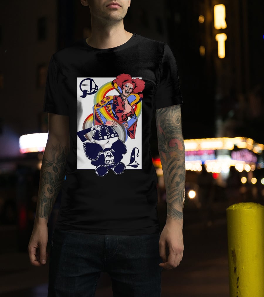 Jimbo Queen Of Hearts Playing Card Rainbow Drag T-Shirt