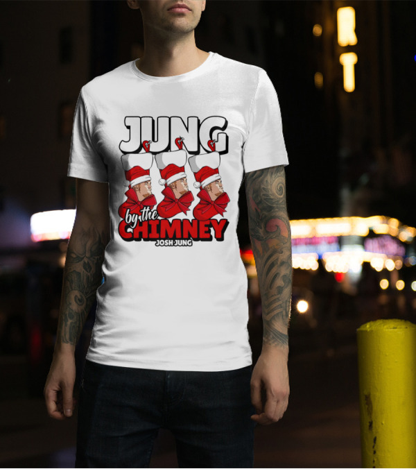 Jung By The Chimney Josh Jung Texas Rangers Santa Hat Bow T-Shirt