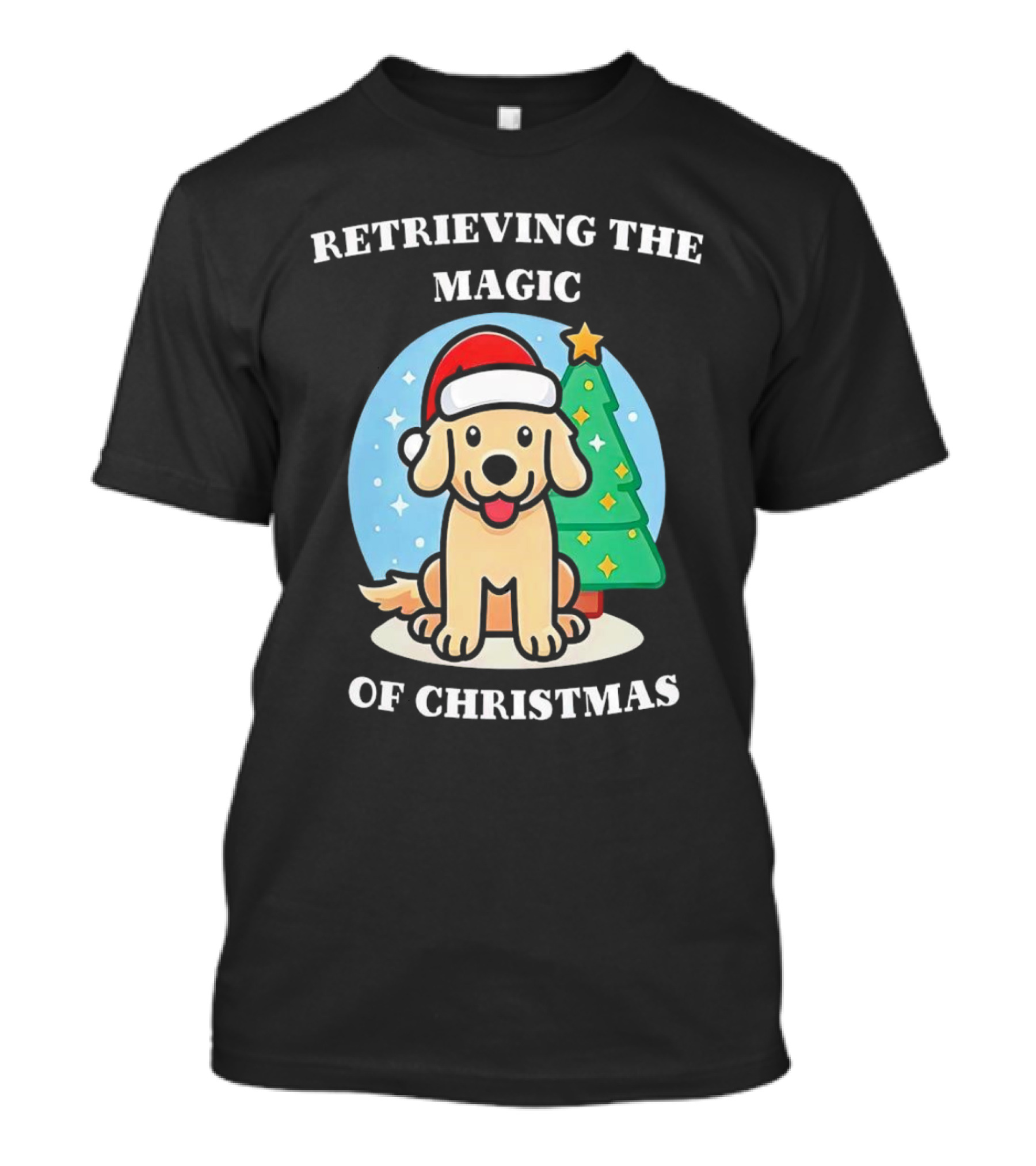 Retrieving The Magic Of Christmas With Santa Dog And Christmas Tree T-Shirt
