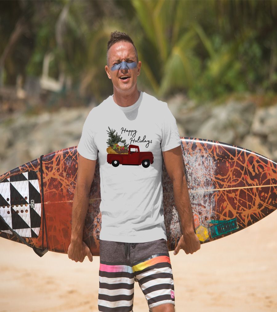 Happy Holidays Red Truck With Taco And Tree T-Shirt