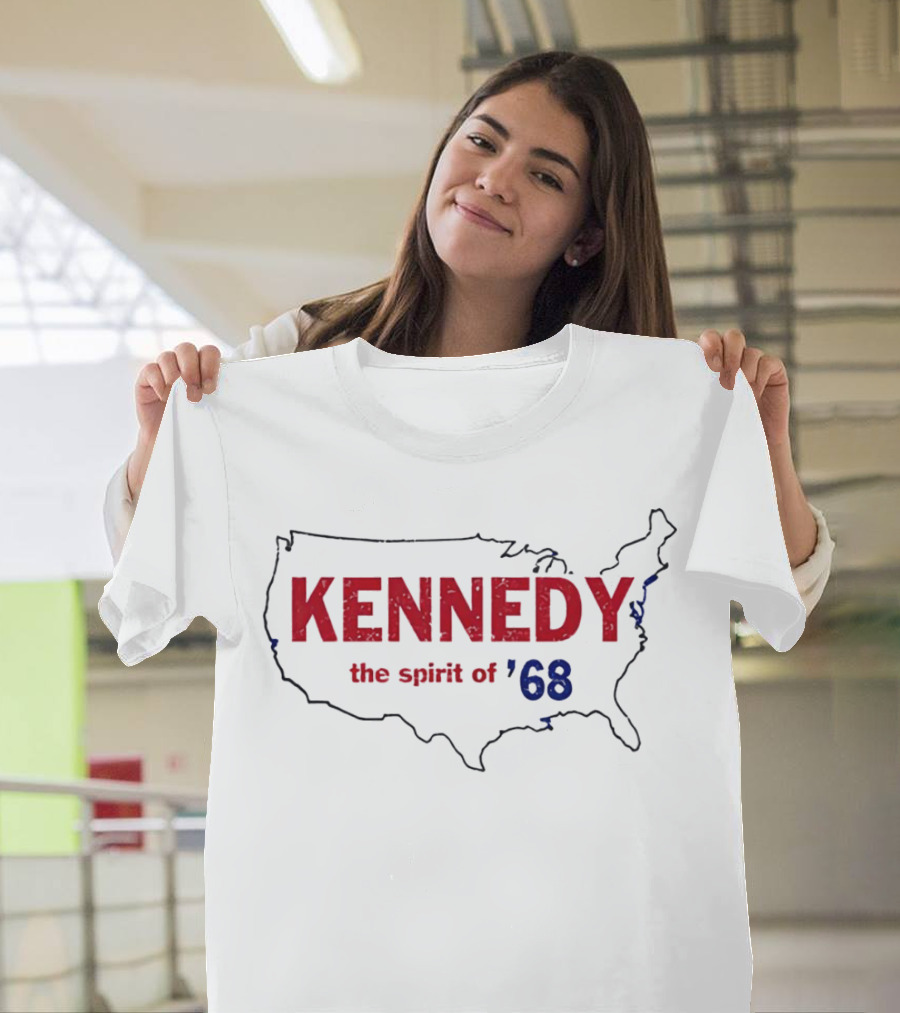 Kennedy the Spirit of ’68 USA Map Outline T-Shirt
