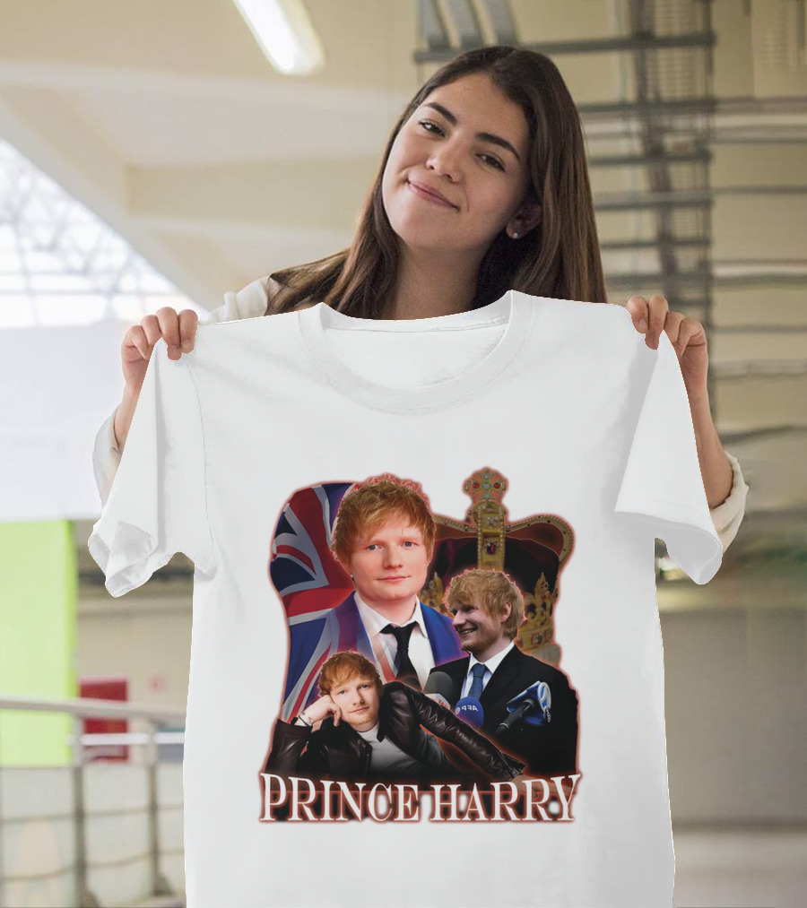 Prince Harry Ed Sheeran Union Jack Crown T-Shirt