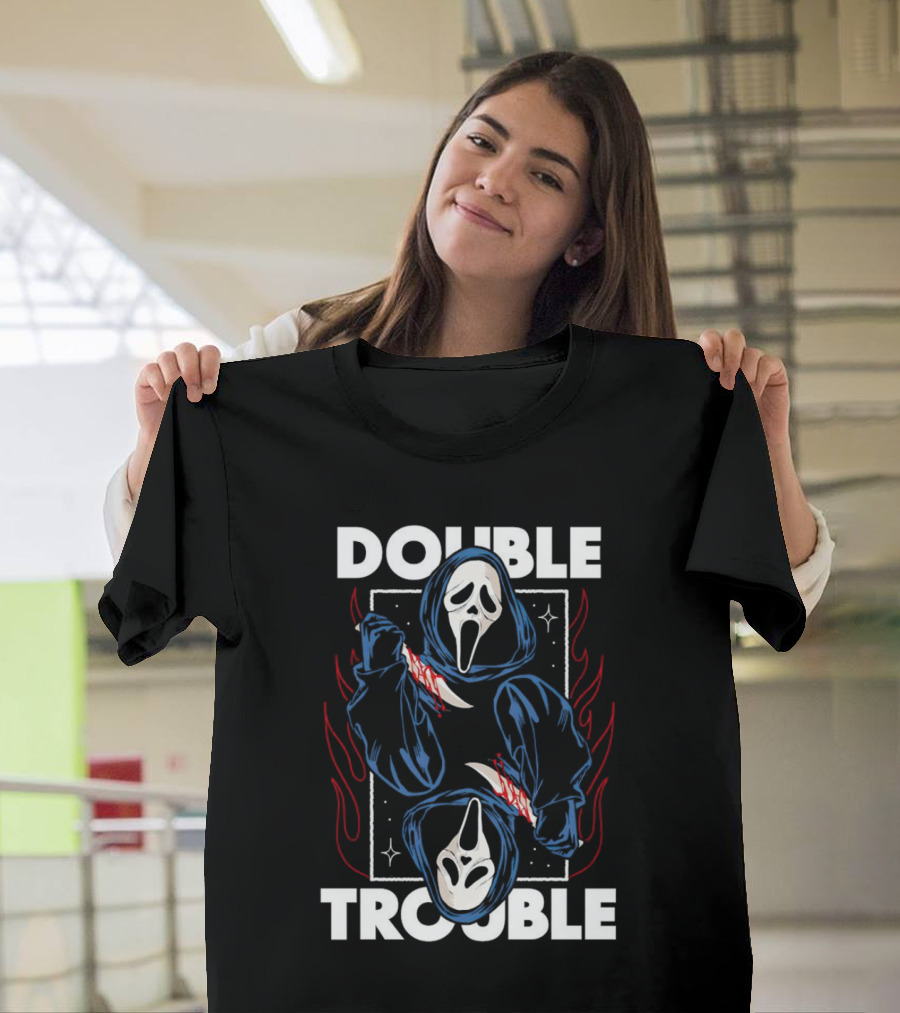 Double Trouble Ghostface Knife Reflection T-Shirt