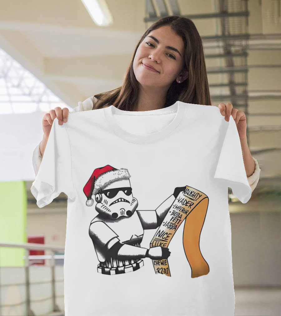 Stormtrooper Santa Naughty Nice List Vader Chewie Holiday Fun T-Shirt