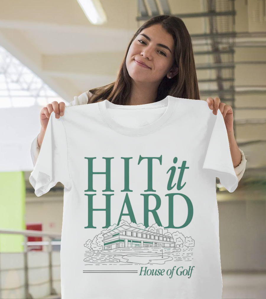 Hit It Hard House of Golf Sports Building Outline T-Shirt