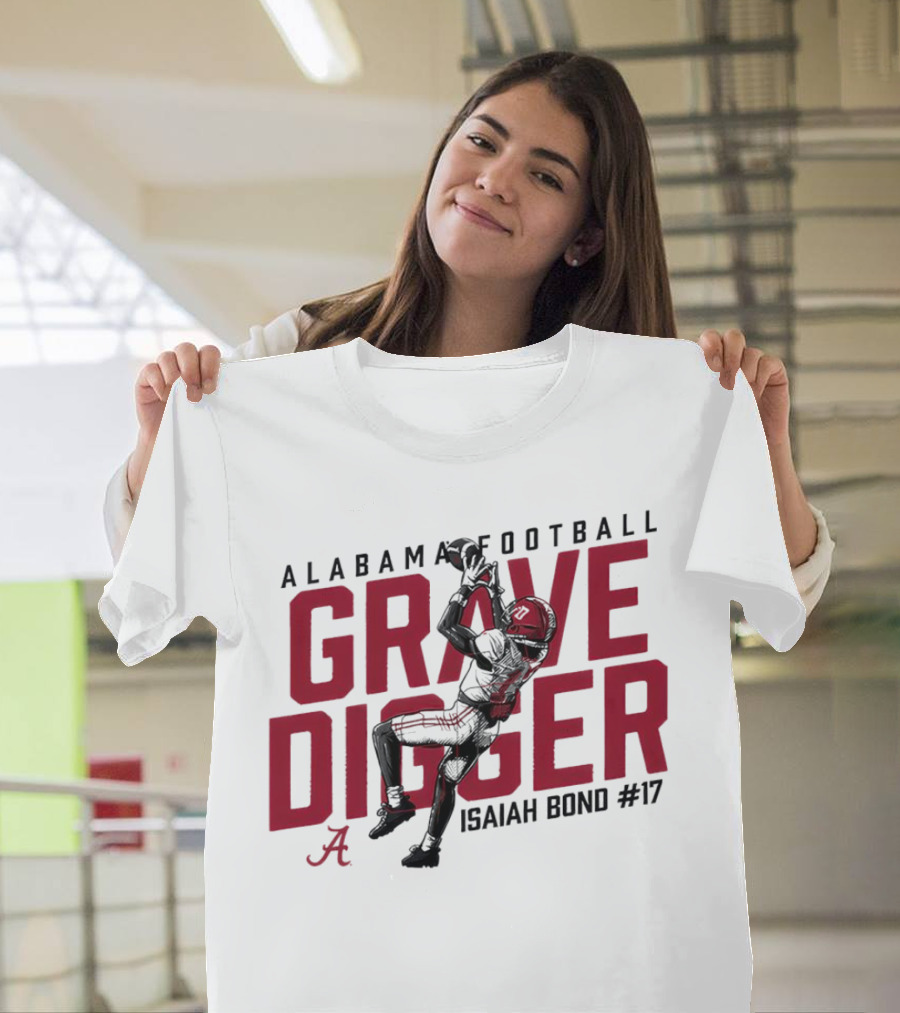 Alabama Football Isaiah Bond #17 Grave Digger Crimson Tide T-Shirt