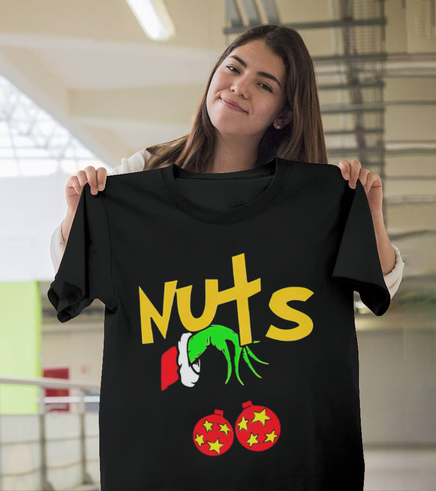 Grinch Nuts Bauble Christmas Santa Hat Holiday Humor T-Shirt