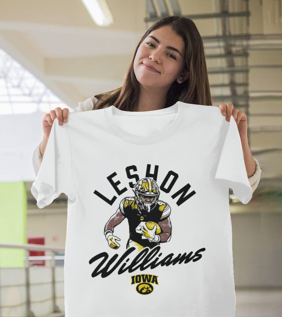 Leshon Williams Iowa Football Hawkeyes Cartoon Football Player T-Shirt