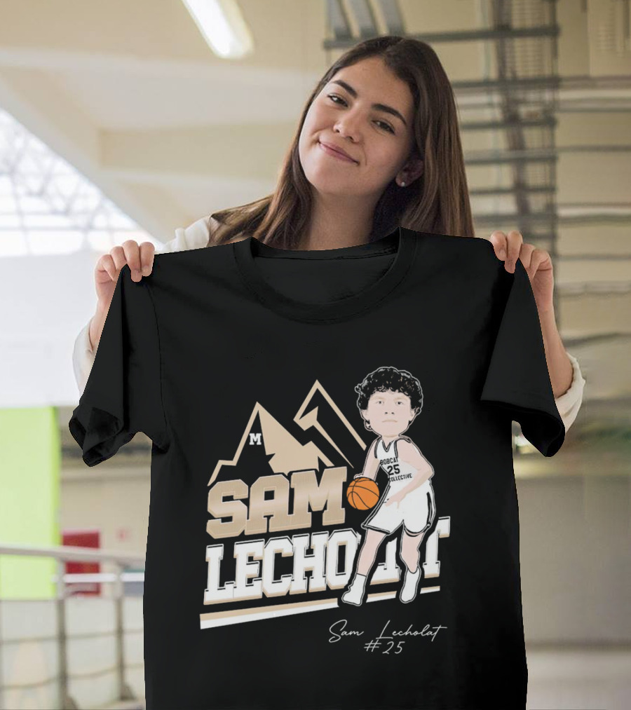 Sam Lecholat Montana State Bobcats Collective #25 Signature Basketball Player M T-Shirt