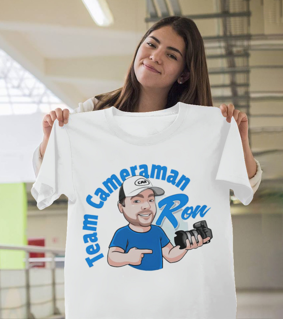 Team Cameraman Ron Cartoon Character Holding Camera T-Shirt