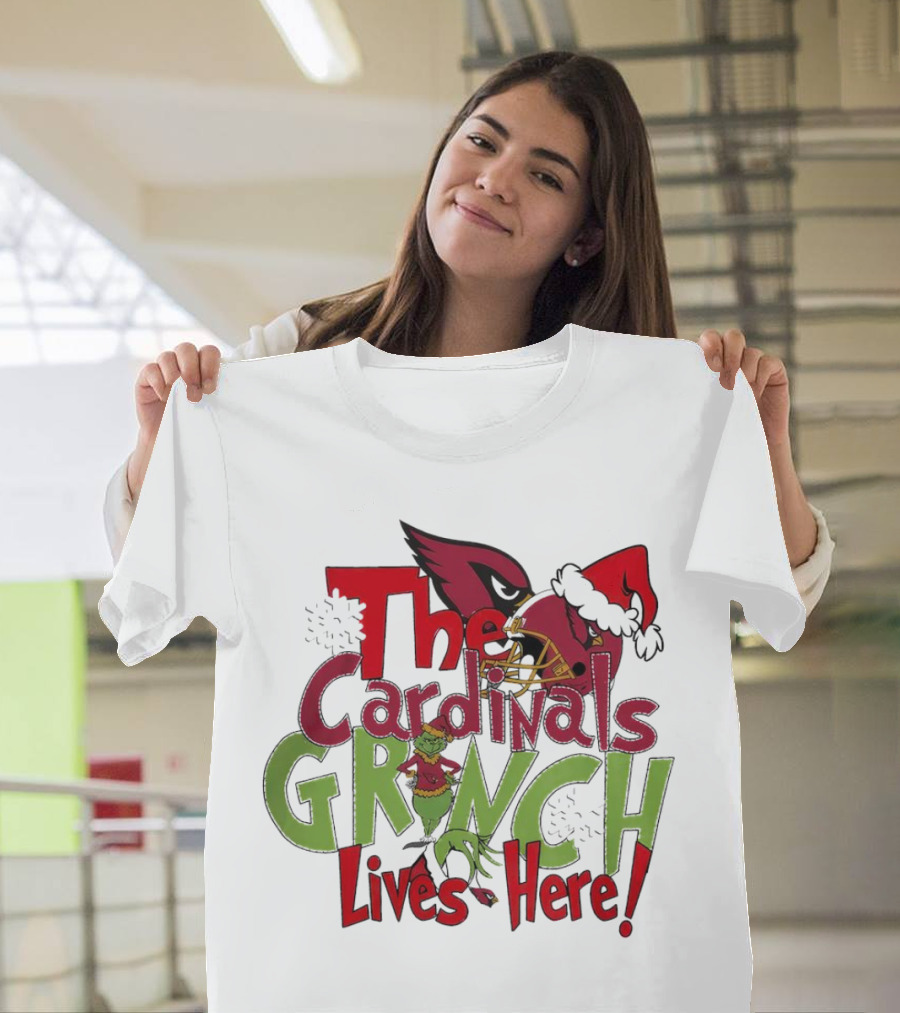 The Cardinals Grinch Lives Here Christmas Arizona T-Shirt