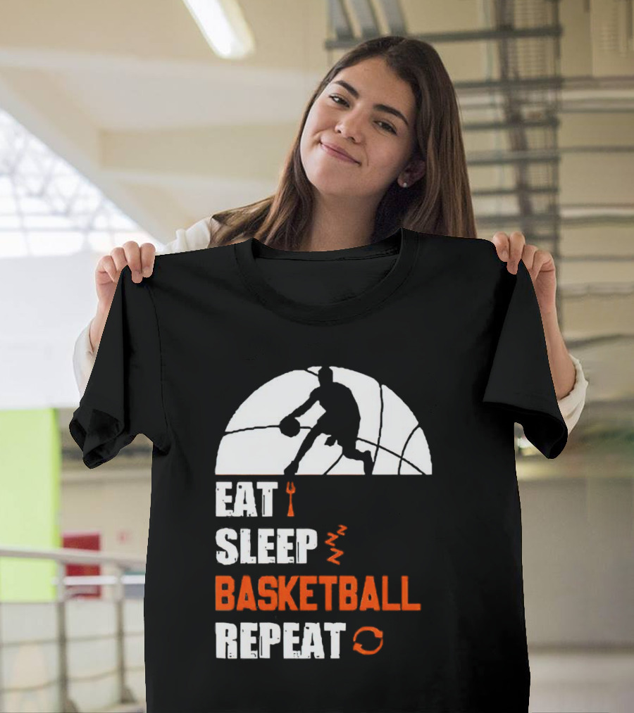 Eat Sleep Basketball Repeat Player Silhouette Ball T-Shirt