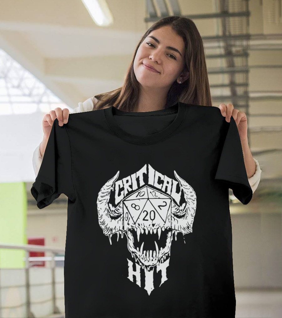 Critical Hit Dice Skull D20 Gaming T-Shirt