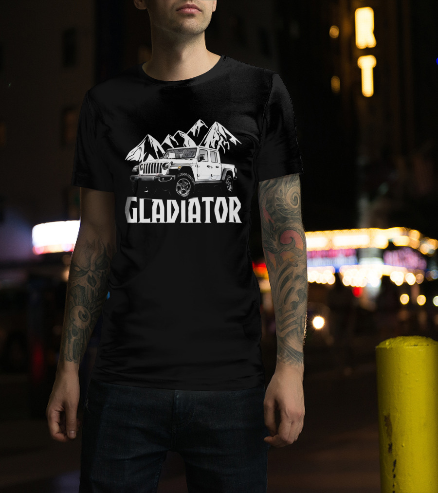 Gladiator Jeep With Mountain Background T-Shirt