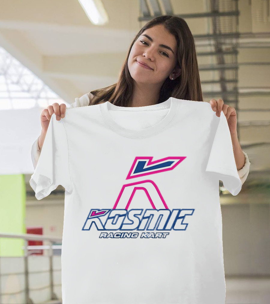 Kosmic Racing Kart K Logo Blue and Pink T-Shirt