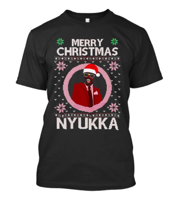 Merry Christmas Nyukka Santa Hat Snowflakes T-Shirt