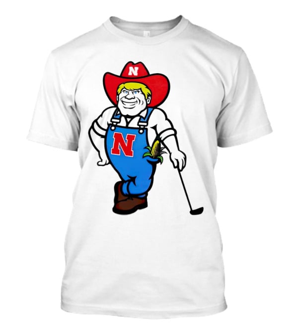 Nebraska Huskers Herbie Husker Iconic Corn Golf Character T-Shirt