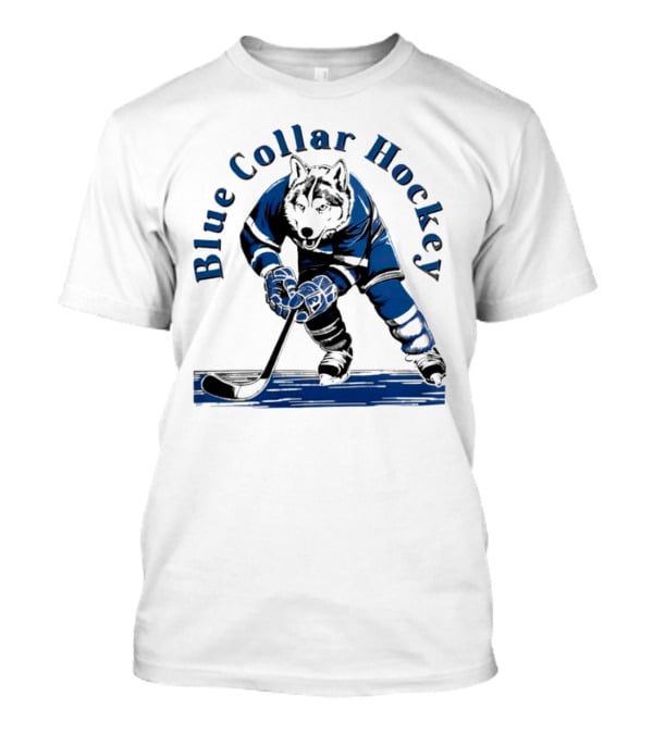 Blue Collar Hockey Wolf Player In Action T-Shirt