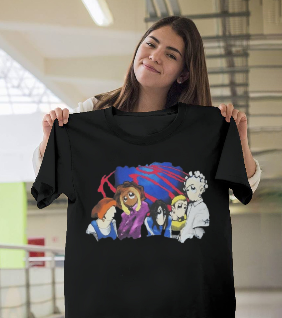 Rare Vintage 1998 Korn Cartoon Characters With Bold Red And Blue Elements T-Shirt