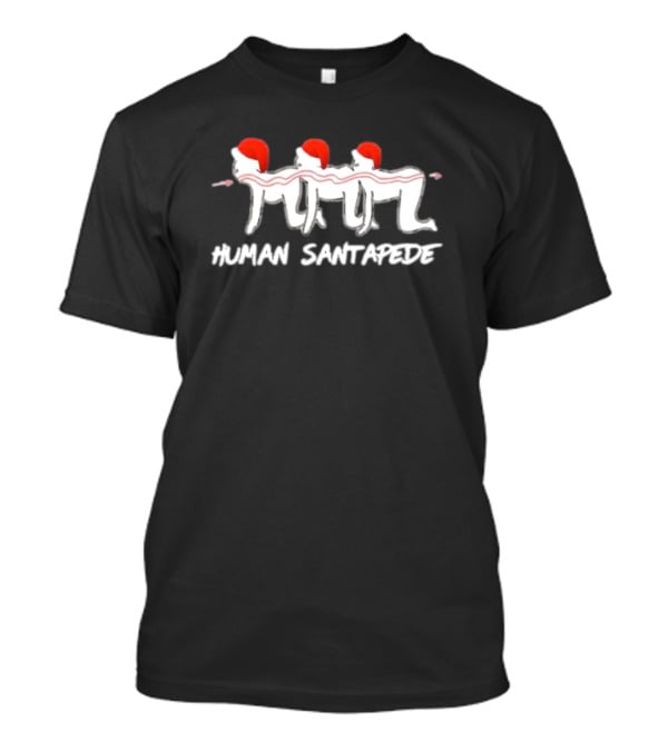 Human Santapede Santa Hats Christmas Humor T-Shirt