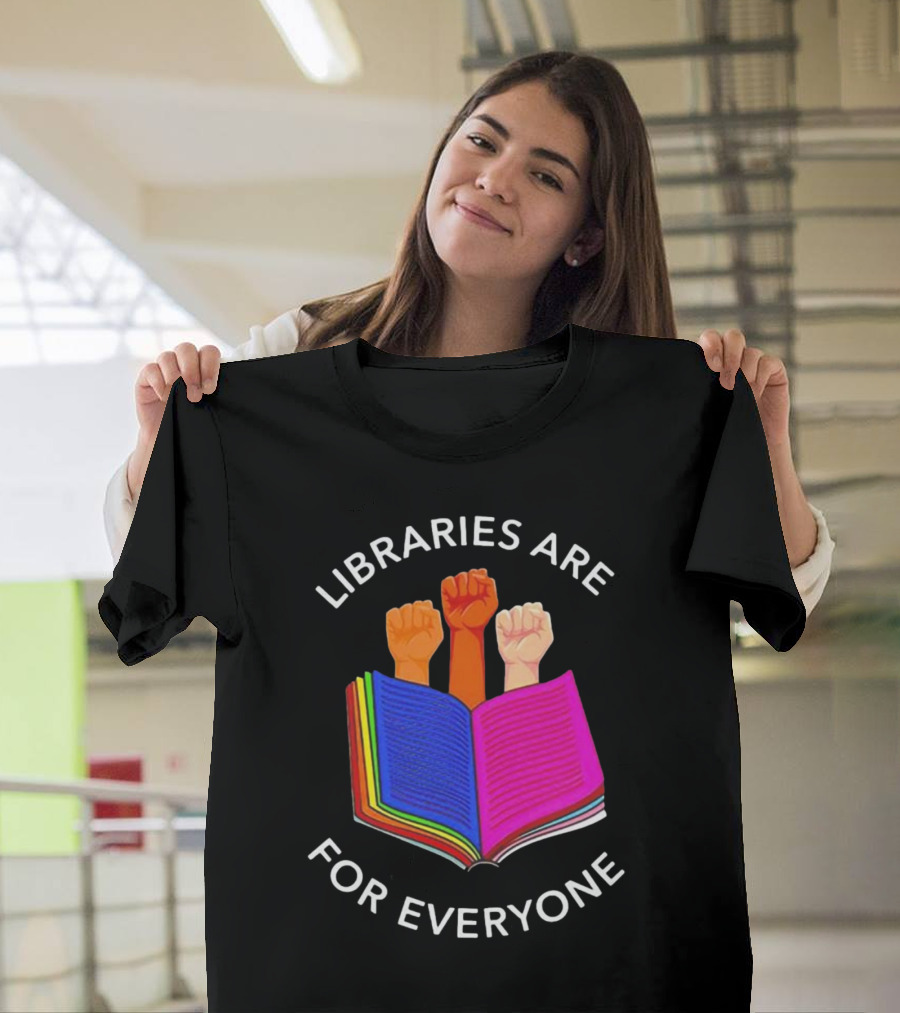 Libraries Are For Everyone Diverse Unity Open Book Fists T-Shirt