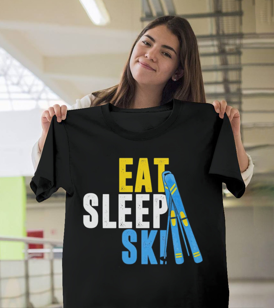 Eat Sleep Ski Skiing Ski Poles T-Shirt