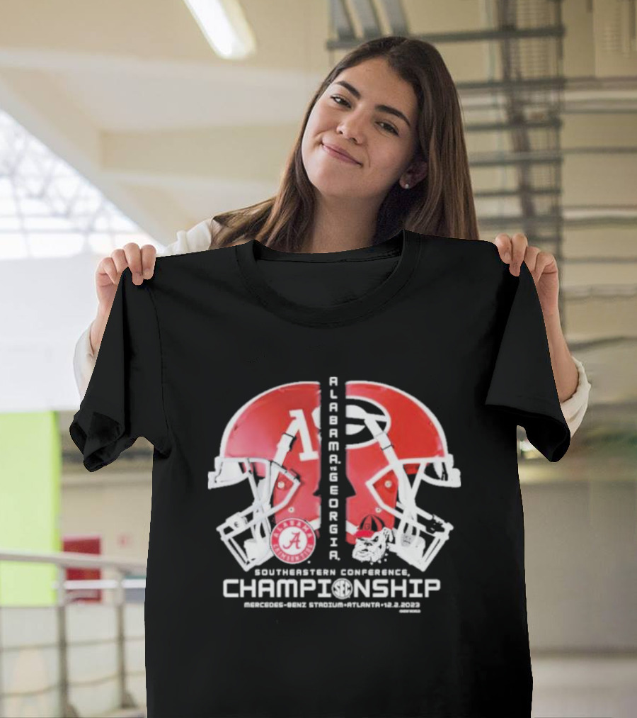 Alabama Georgia Southeastern Conference Championship Mercedes Benz Stadium Atlanta 12.2.2023 Helmet Match Up T-Shirt