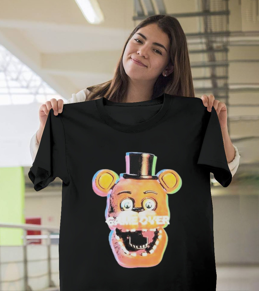 Five Nights At Freddy’s Game Over Text Freddy Head With Hat T-Shirt