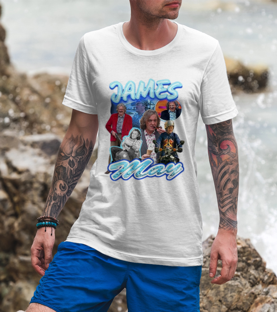James May Vintage Ice Cream Motorbike Collage T-Shirt