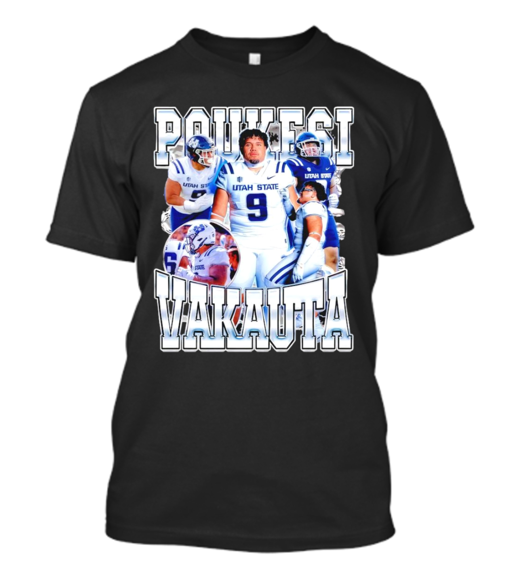 Poukesi Vakauta Utah State Aggies Football Player Number 9 T-Shirt