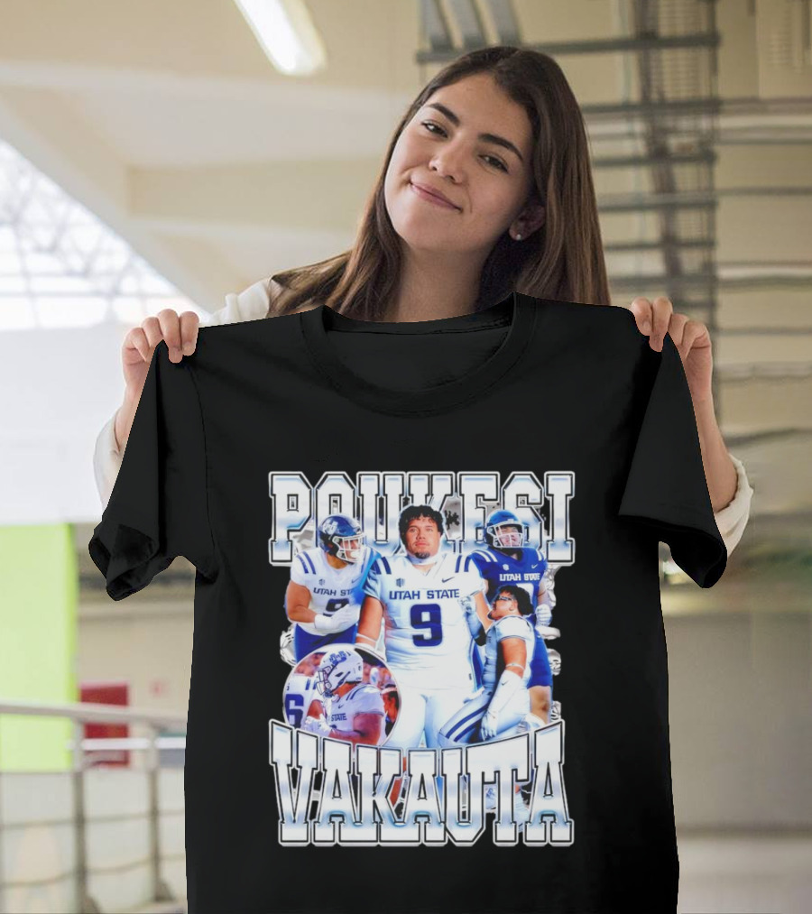 Poukesi Vakauta Utah State Aggies Football Player Number 9 T-Shirt