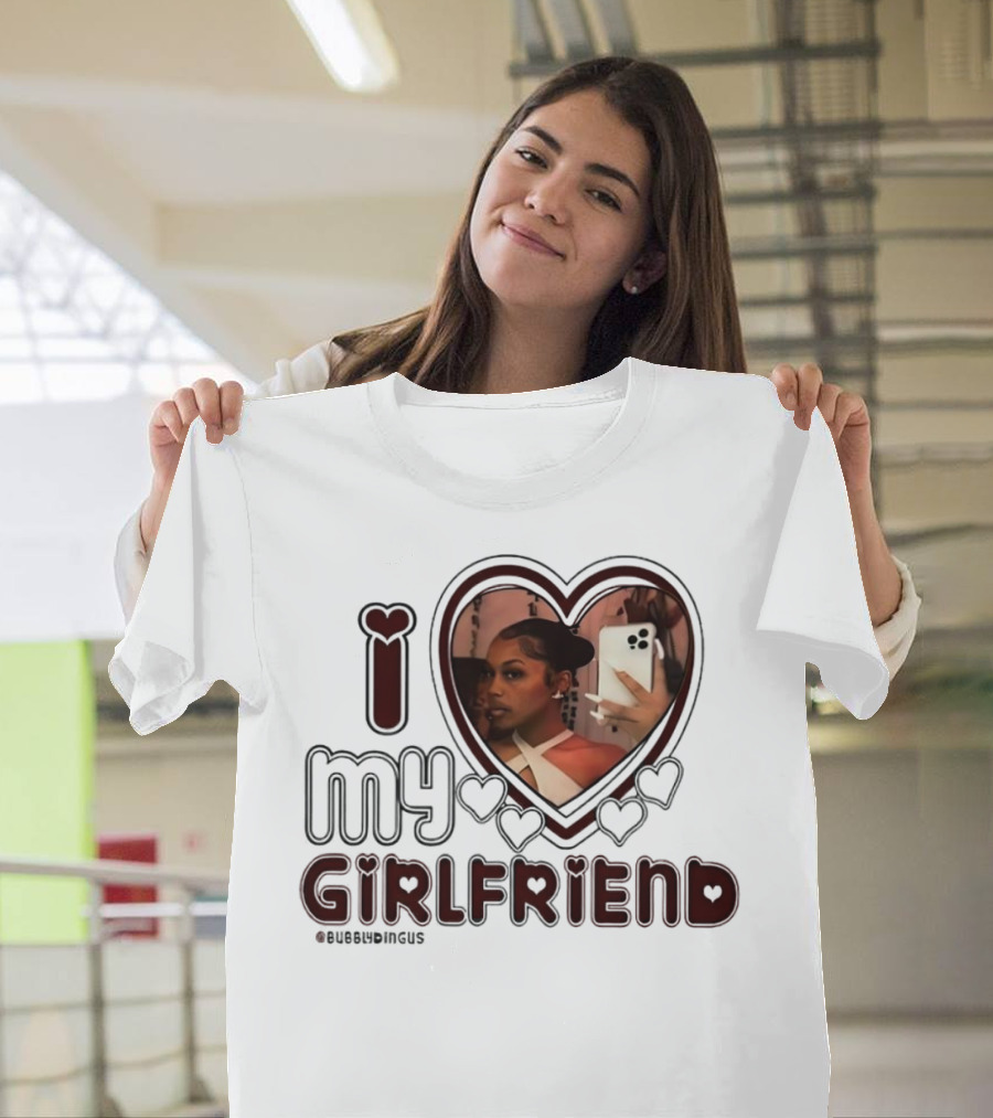 I Love My Girlfriend Heart Photo Bubblydingus T-Shirt