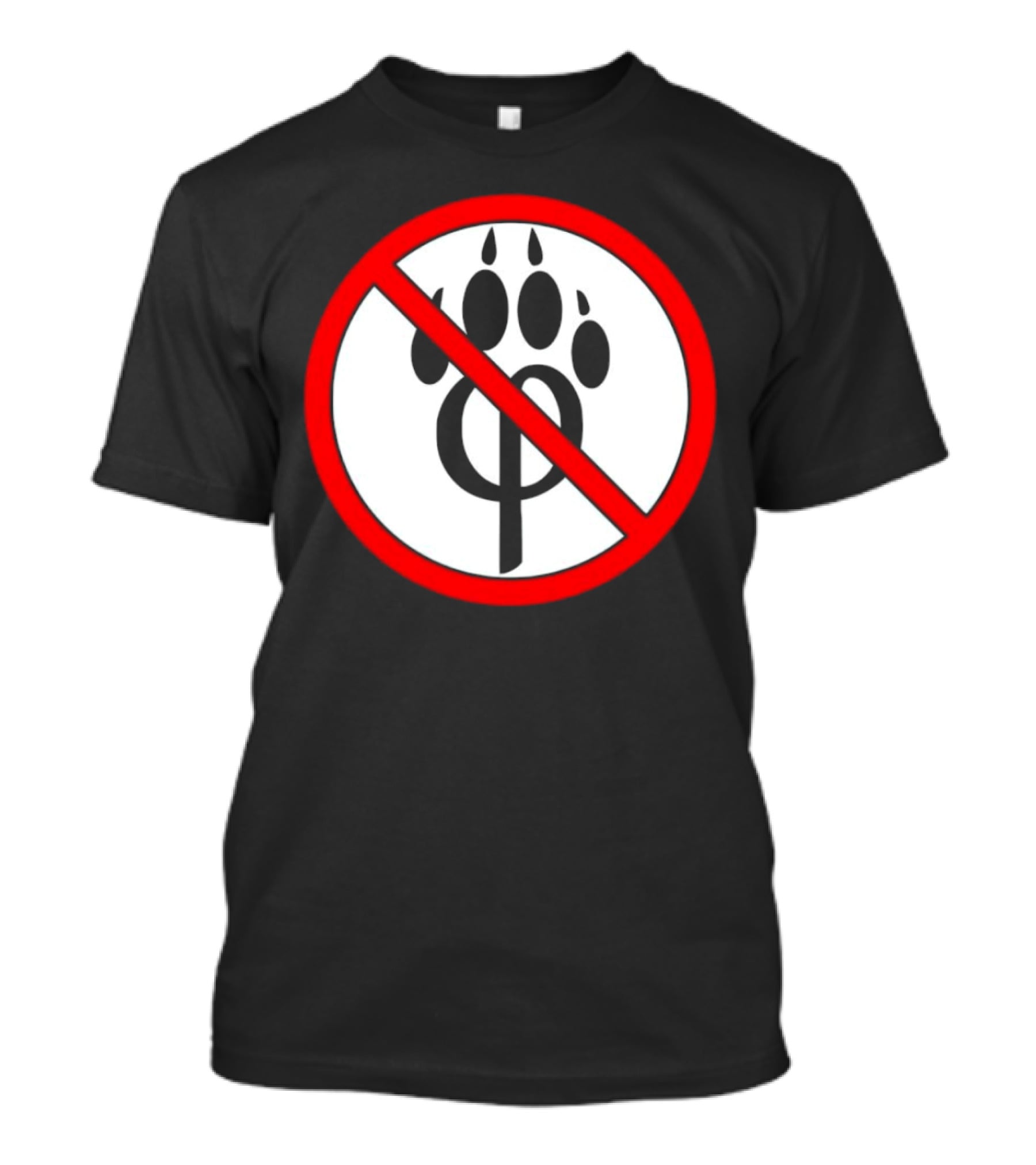 Anti Furry Paw Symbol With Red Prohibition Circle T-Shirt