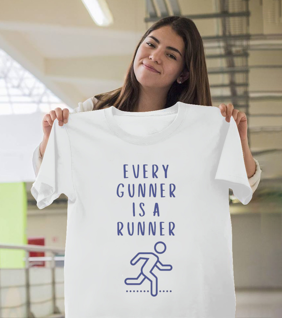 Every Gunner Is A Runner Blue Running Stick Figure T-Shirt