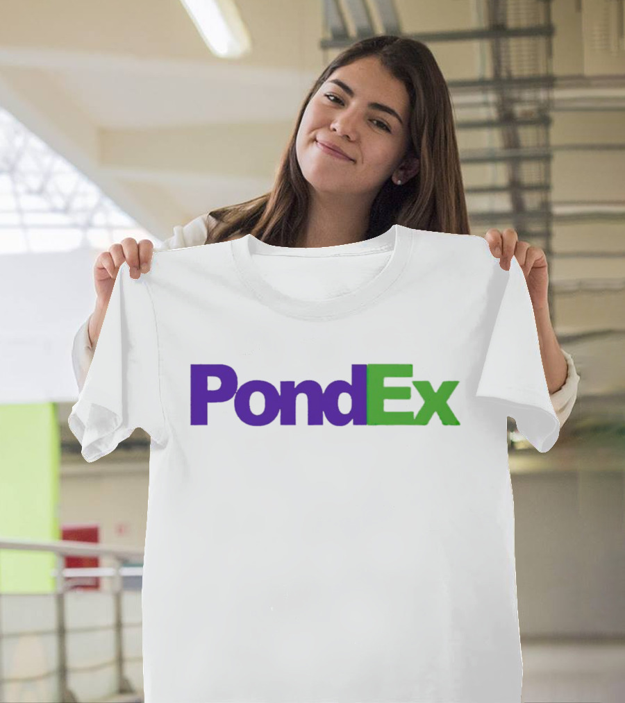 PondEx Bold Purple Green Text T-Shirt