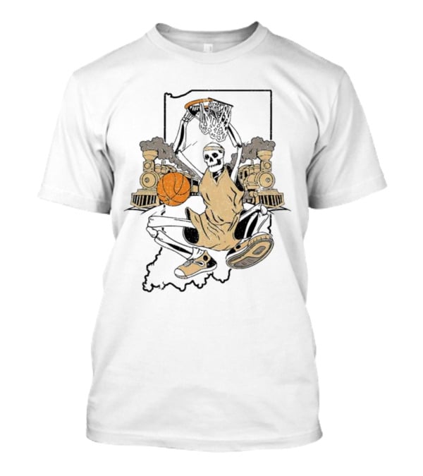 Purdue Boilermakers Basketball Skeleton Dunking Locomotive Indiana T-Shirt