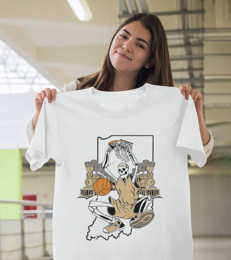 Purdue Boilermakers Basketball Skeleton Dunking Locomotive Indiana T-Shirt