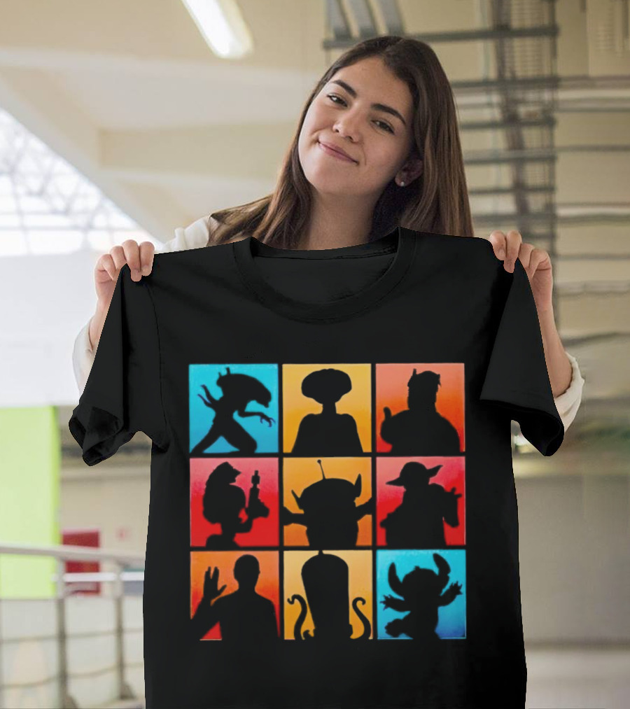 The Alien Gang Iconic Pop Culture Sci-Fi Silhouettes Compilation T-Shirt