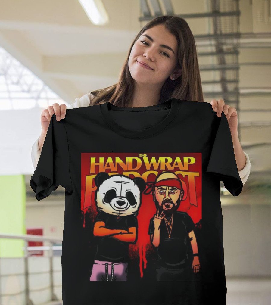 The Hand Wrap Podcast Panda Mask and Bandana Characters T-Shirt