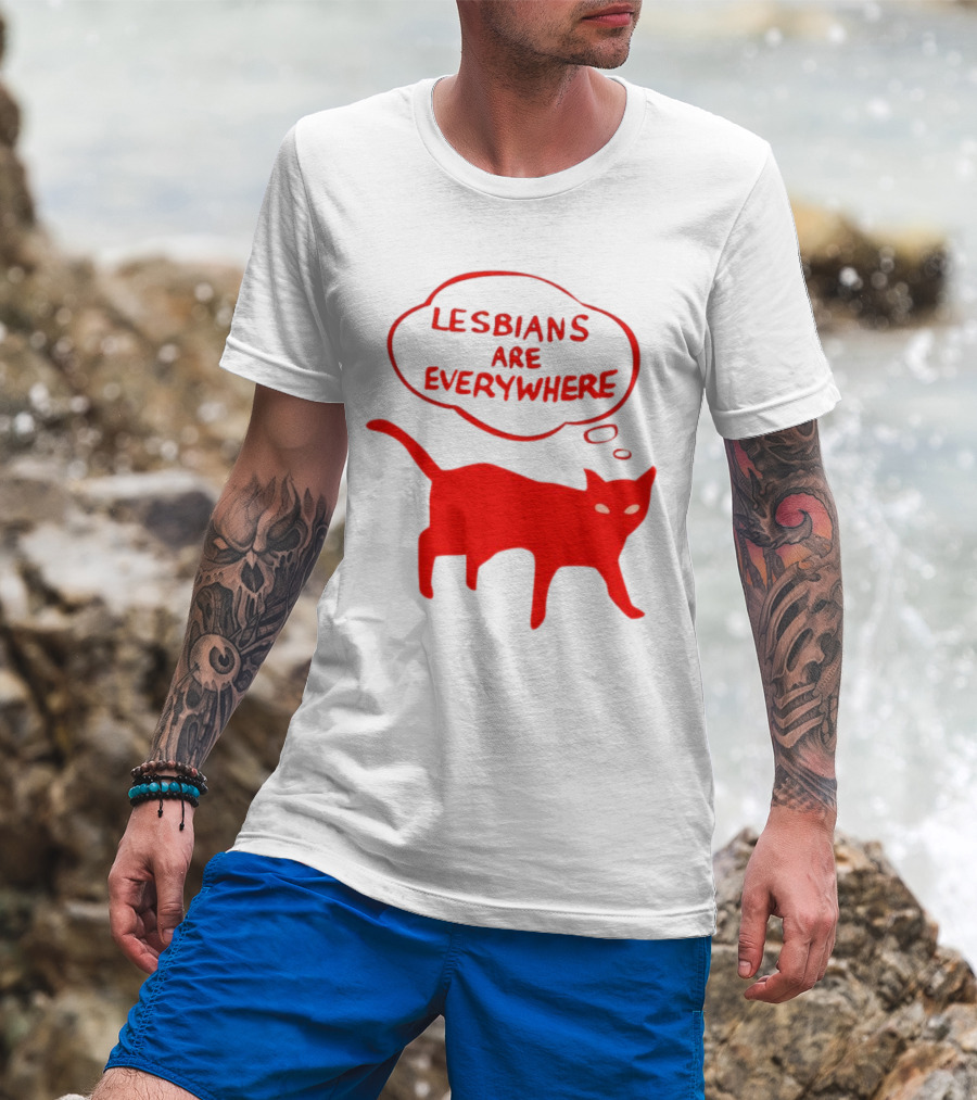 Lesbians Are Everywhere Red Cat T-Shirt