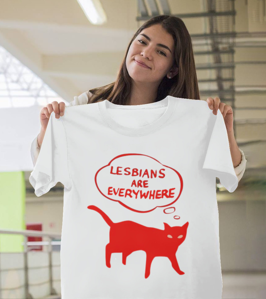 Lesbians Are Everywhere Red Cat T-Shirt