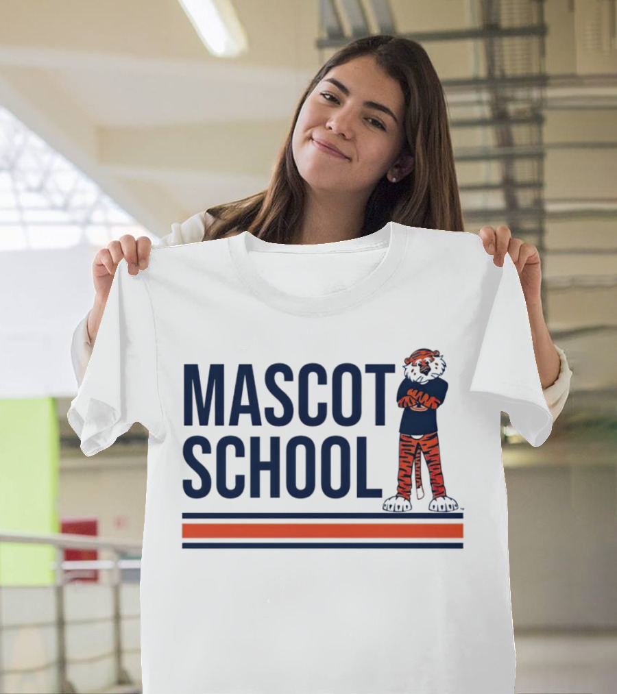 Auburn Tigers Mascot School Tiger Stripes Navy and Orange T-Shirt