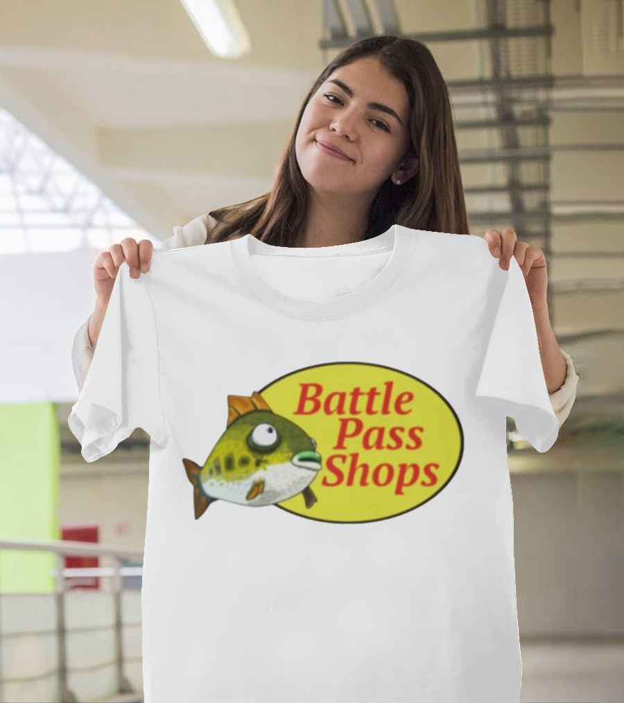 Battle Pass Shops Fish Logo Retro Inspired T-Shirt