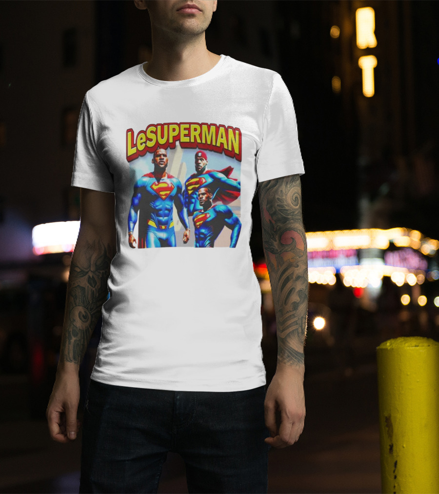 LeSuperman Lebron James Superman Trio Heroic Pose T-Shirt