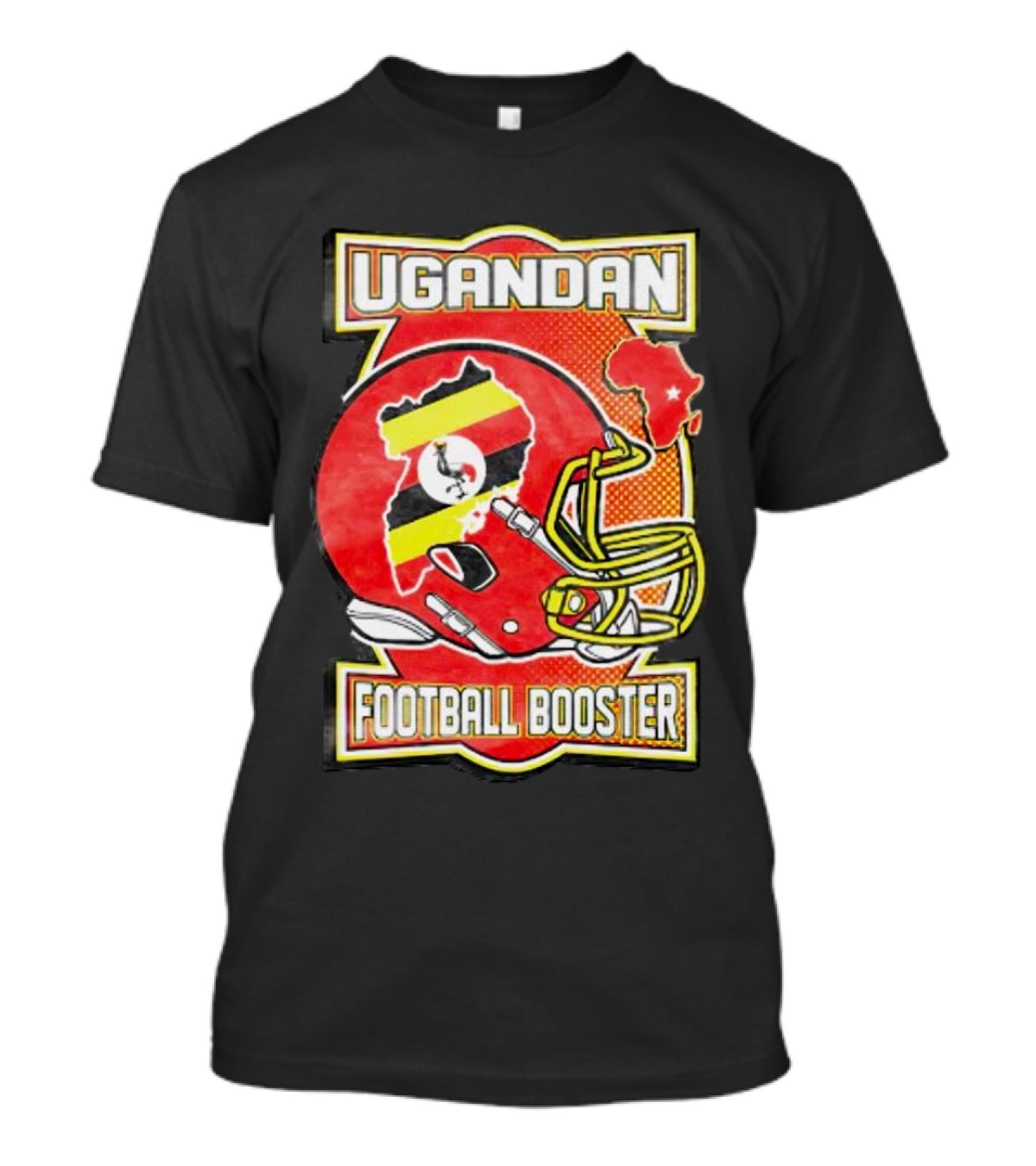 UGANDAN Football Booster Africa Map Flag Helmet T-Shirt