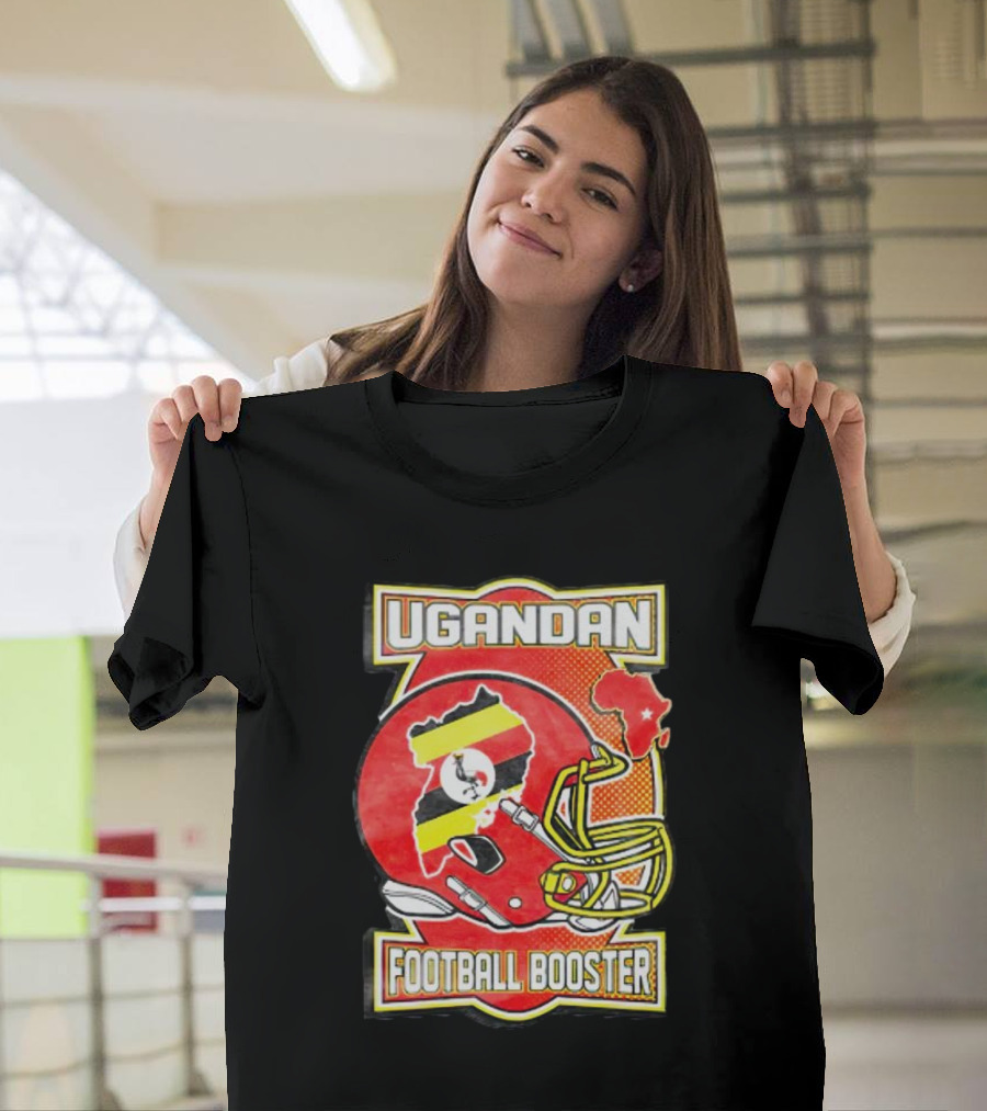 UGANDAN Football Booster Africa Map Flag Helmet T-Shirt