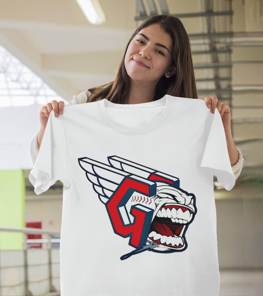 Cleveland Guardians Wings Logo with Fierce Expression T-Shirt