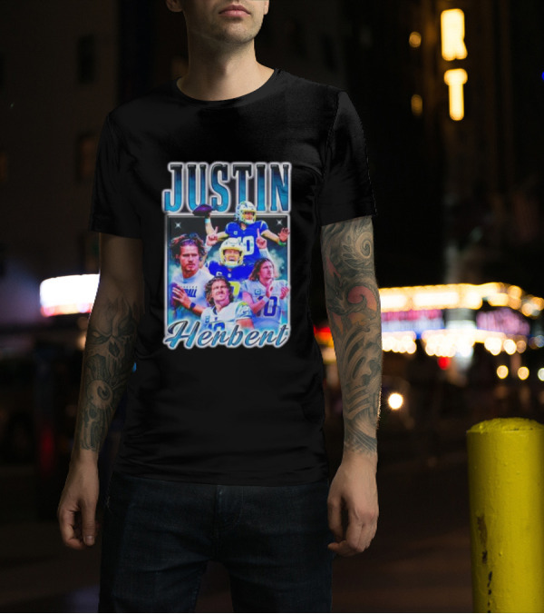 Justin Herbert Dynamic Football Moments Layered T-Shirt