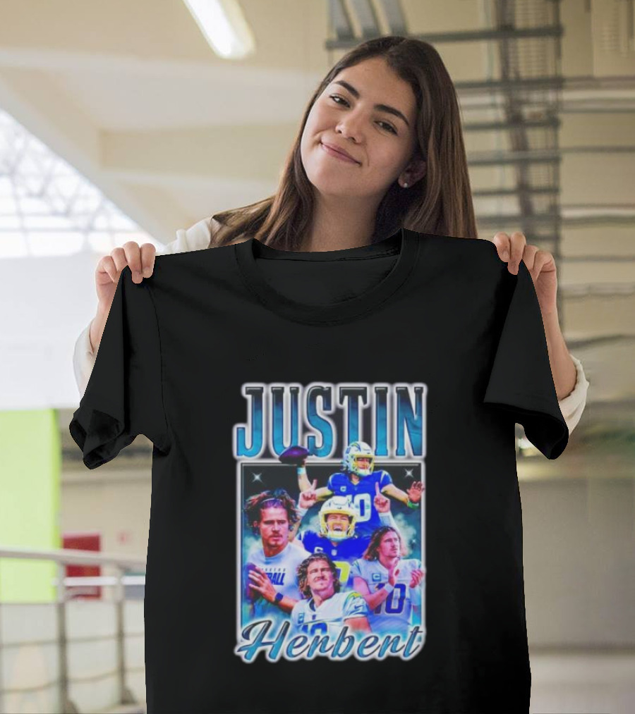 Justin Herbert Dynamic Football Moments Layered T-Shirt
