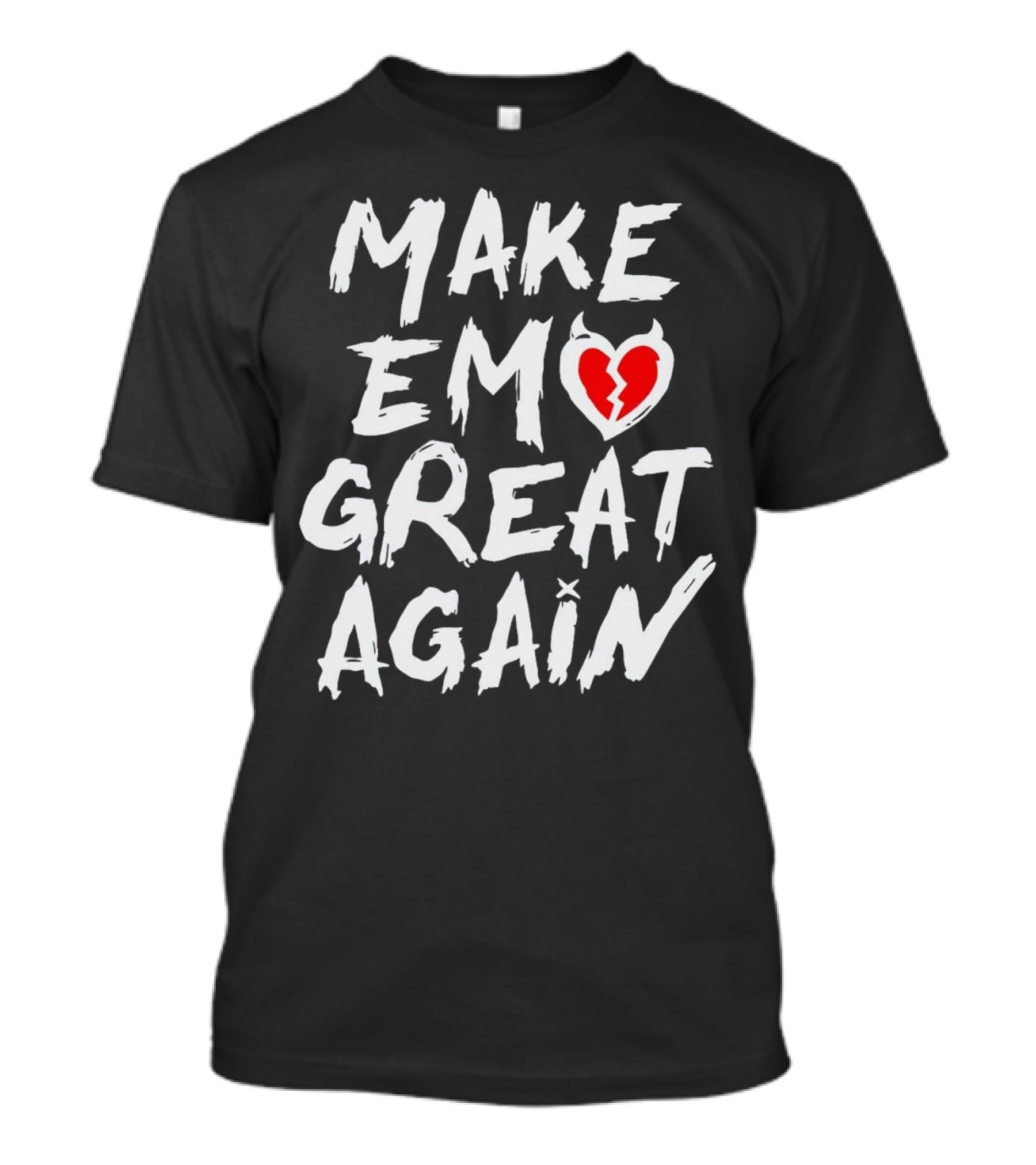 MAKE EMO GREAT AGAIN Broken Heart Devil Horns T-Shirt